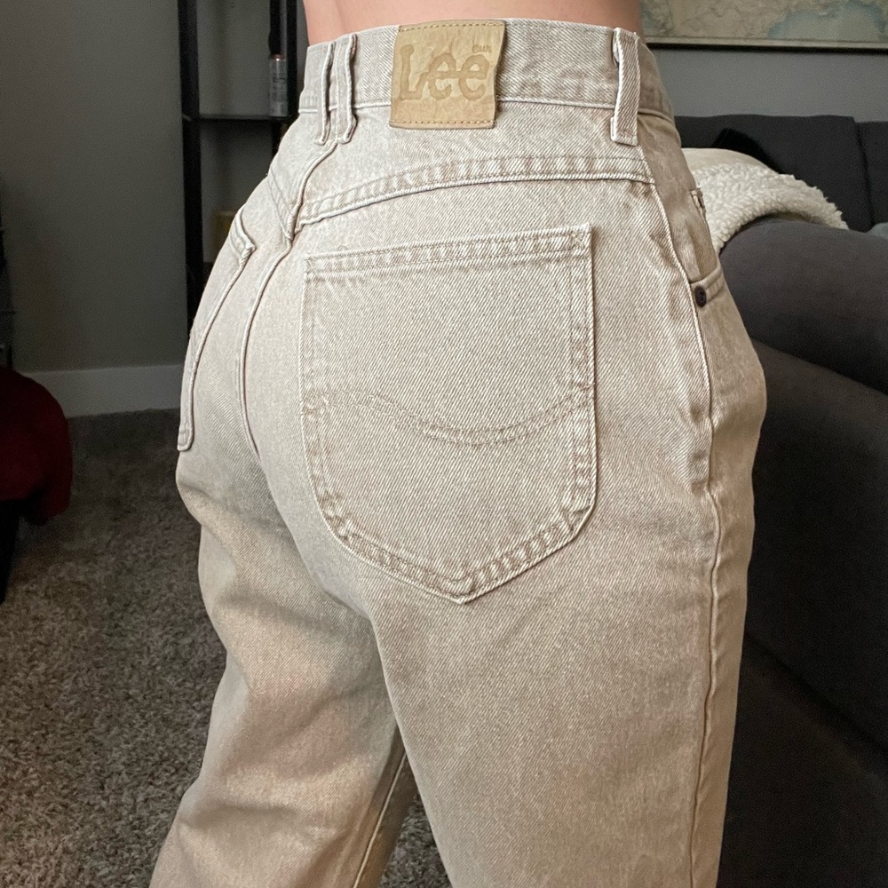 Vintage Lee high rise mom jeans in tan